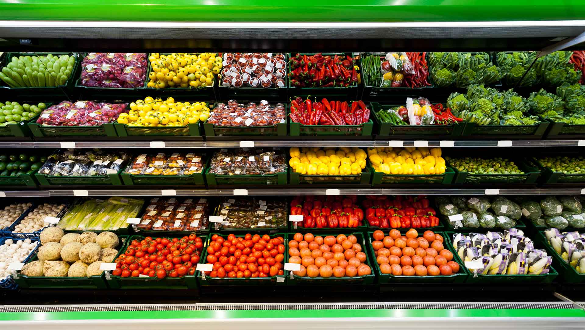 Product in a commercial refrigerator at the grocery store